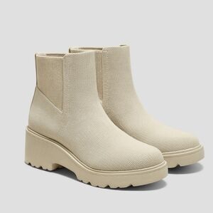 Womens Cream Chunky Chelsea Ankle Boots